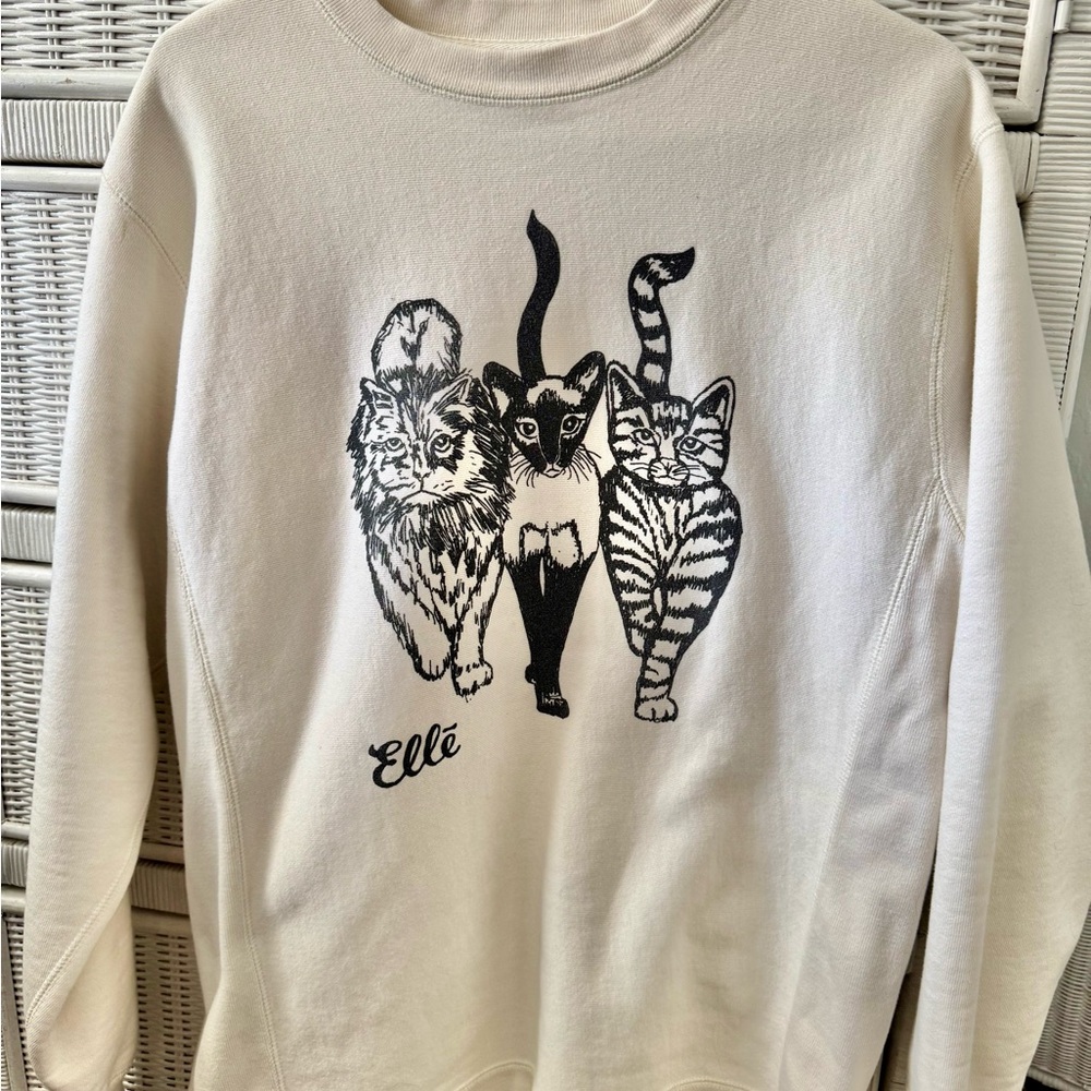 Elle Cat Print Front & Back Sweater